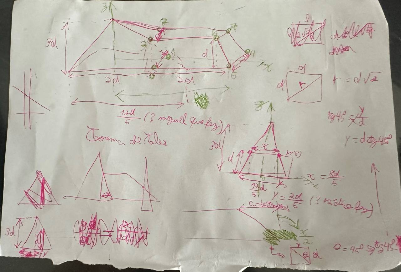 a piece of paper full of random drawings and calculations